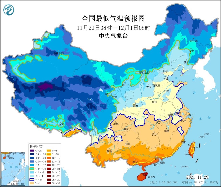 寒潮预警 中东部降温黑龙江等地降幅可达12℃