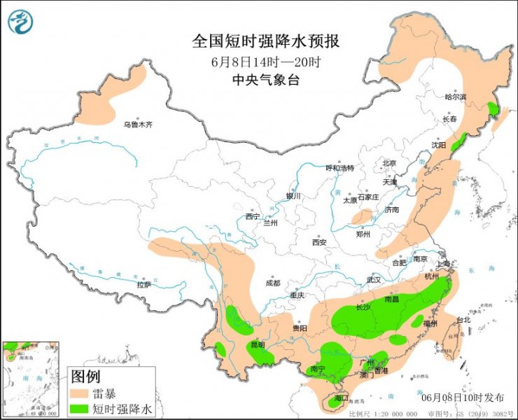 黑龙江吉林江西湖南广西等地将有强对流天气