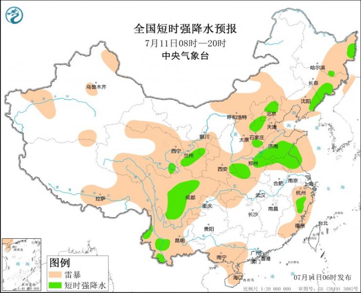 山东河北河南江苏四川等地将有强对流天气