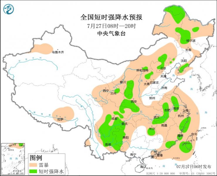 浙江福建四川贵州台湾岛等地将有强对流天气