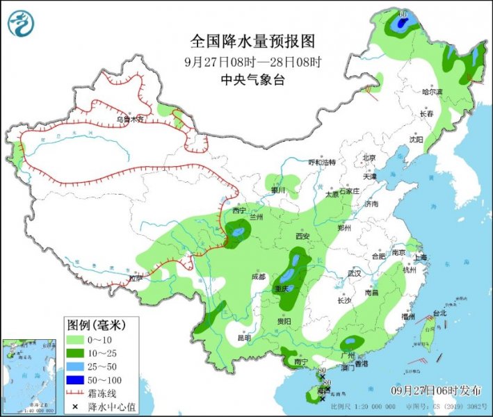 黑龙江和华南沿海等地有较强降雨  内蒙古和东北地区气温走低