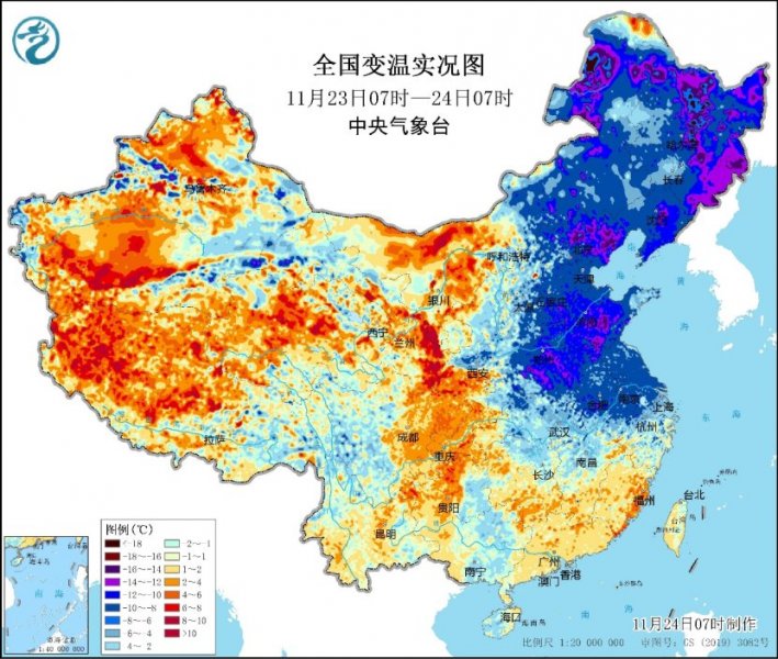 中东部气温大跌 未来10天影响我国的冷空气都较频繁