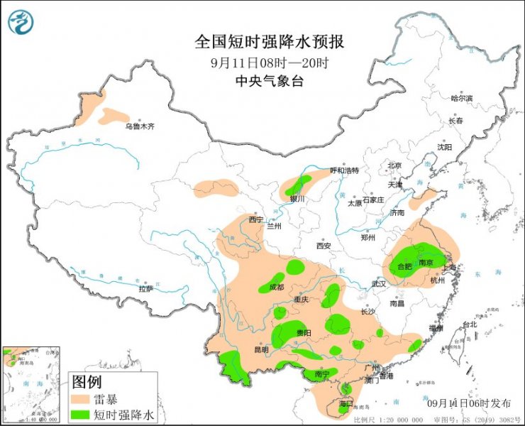 内蒙古江苏安徽四川云南广西等地将有强对流天气