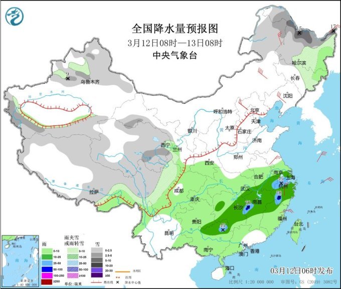 江南华南等地有降水过程 内蒙古东部等地有大风天气 