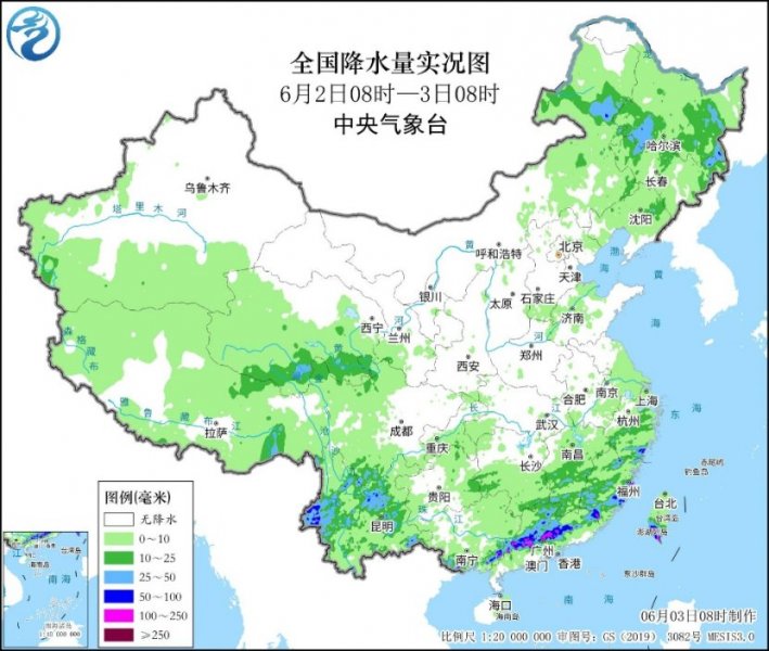 华南及云南西藏等地仍有降水 东北地区多阵性降雨