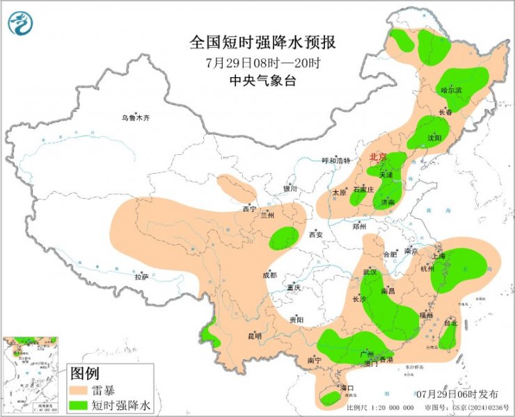 内蒙古辽宁河北山东江苏浙江等地将有强对流天气