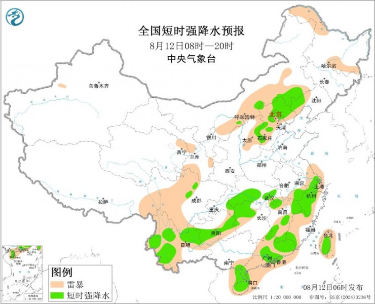 内蒙古河北湖北浙江贵州等地将有强对流天气